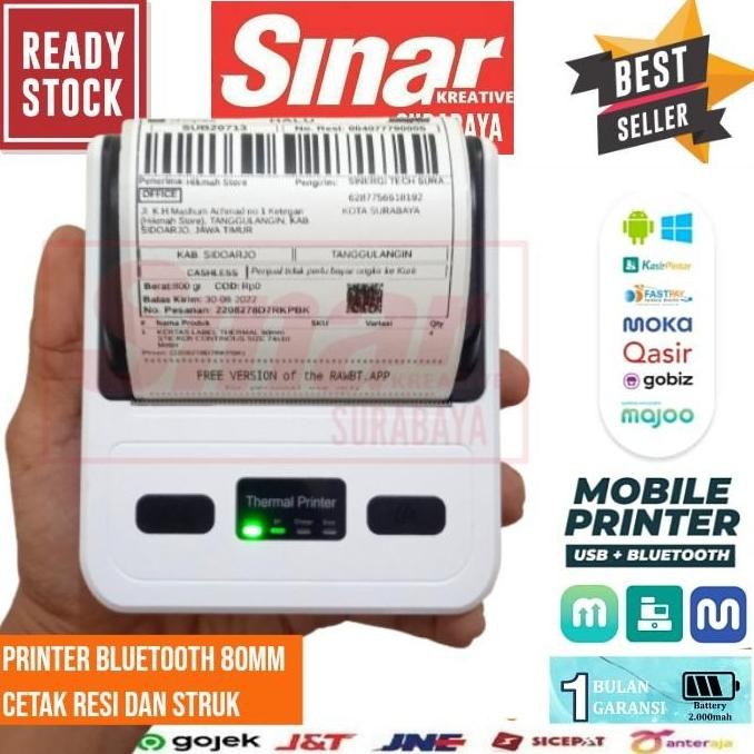 

TERMURAH - PRINTER BLUETOOTH THERMAL 80MM MP-8008 CETAK RESI LABEL STICKER DAN STRUK KASIR PPOB Cetak Stiker Free Adaptor