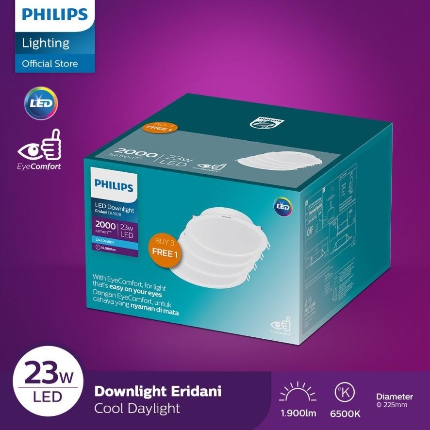Lampu Downlight LED panel Ceiling Plafon Philips Eridani 23W 23 Watt IB Inbow Tanam Cahaya Putih Coo