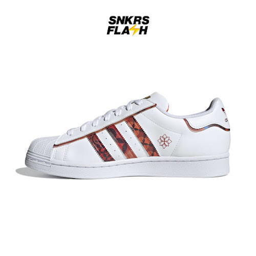 ADIDAS Superstar Lunar Year White Red Sepatu Sneakers Pria - GX8839 - Size 38
