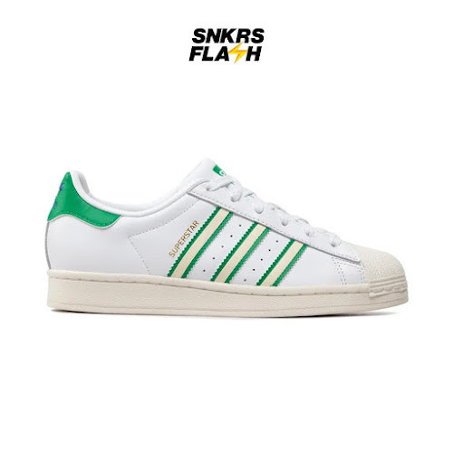 ADIDAS Superstar White Off White Green Sepatu Sneakers Pria - GX9878 - Size 40.7
