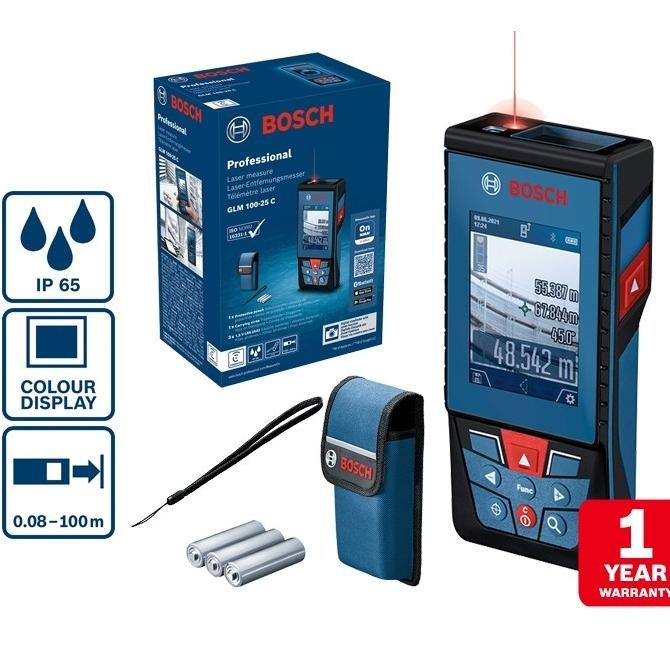 TERMURAH Bosch GLM 100-25 C Meteran Laser 100 Meter GLM100-25C Measure Range