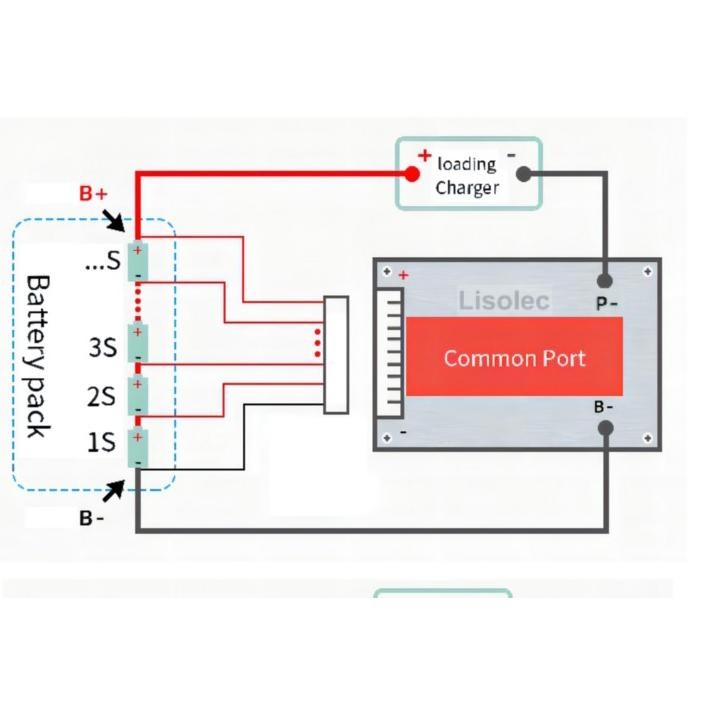 BMS 16S 48V 30A for 3.2V Battery LIFEPO4 Common - Same Port