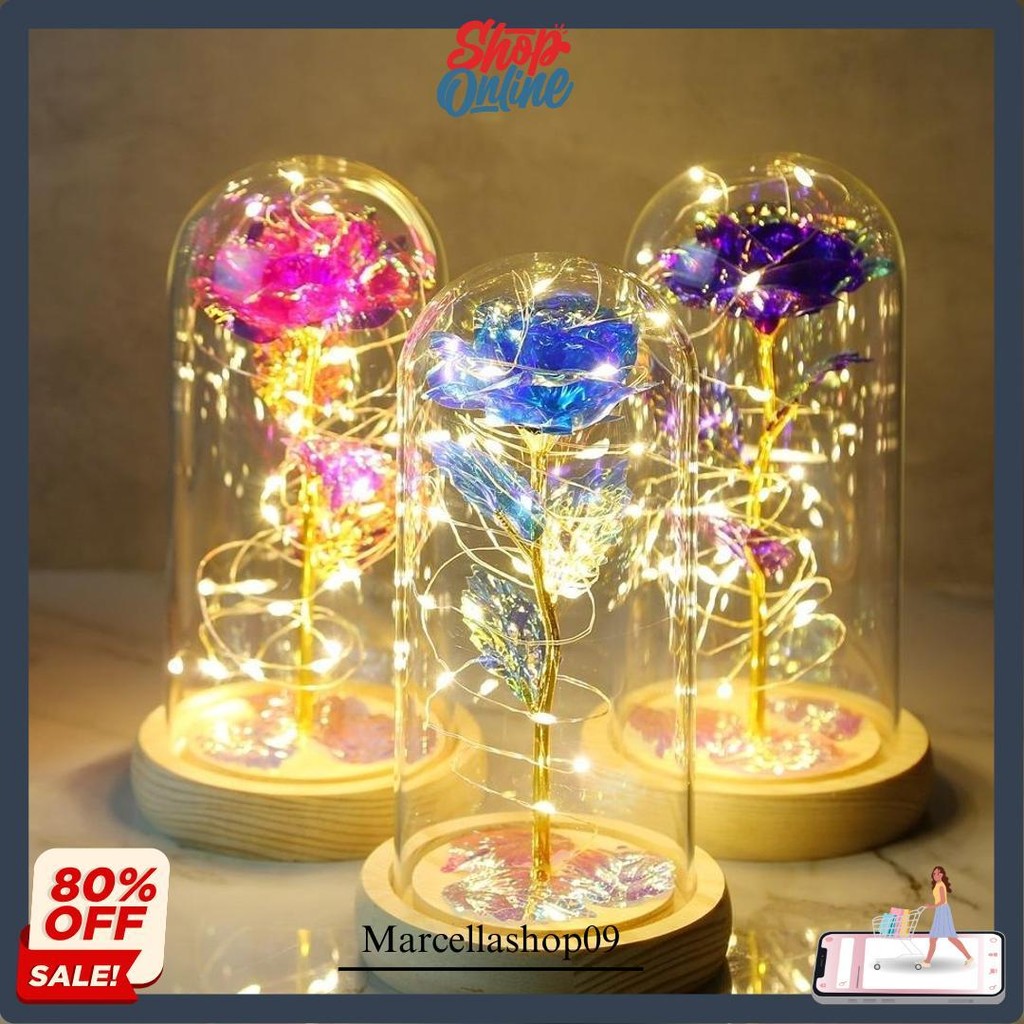 Bird Toys Bunga Plastik Mawar Led Beauty And The Beast Rose Valentine Lampu Hadiah Original Produk
