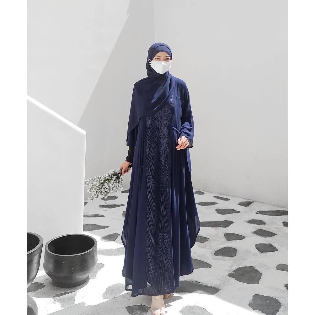 Evolvere - Kaftan Raya (Hanya Kaftan) Fashion Gamis Muslim Wanita Ceruti Baby Doll Mix Brukat AST
