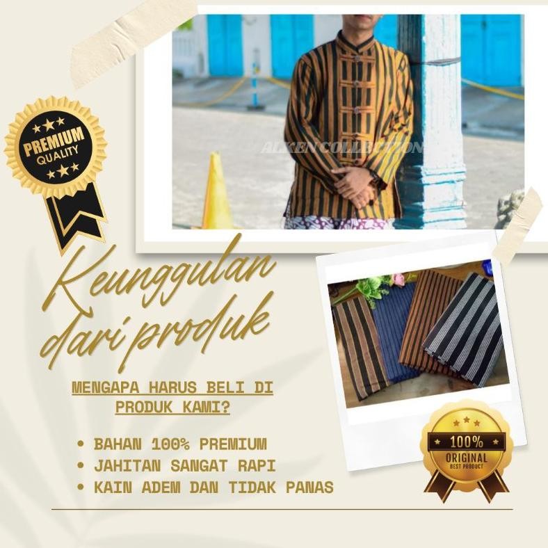 Ready Siap Kirim Baju Lurik Koko Adat Jawa Surjan Lurik jawa Atasan Pria Baju Lurik Pria Size S,M,L,