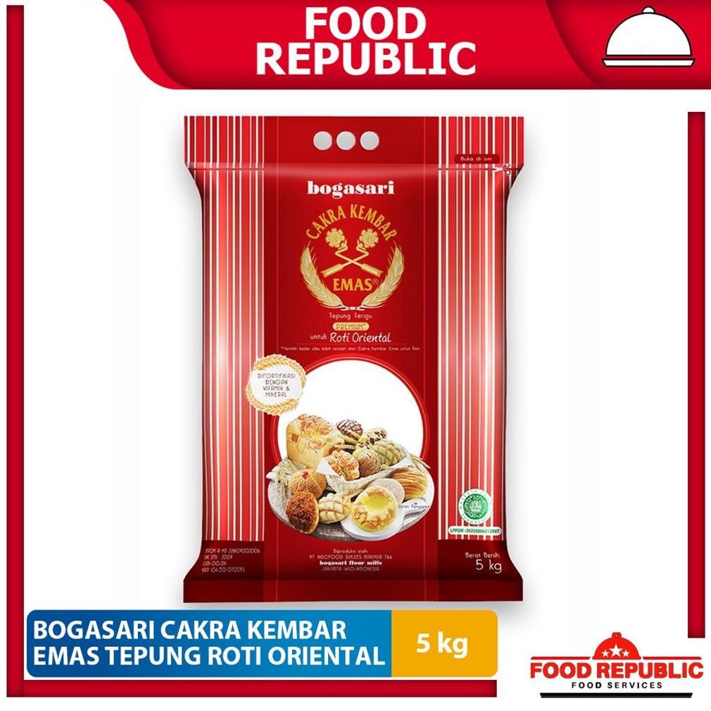 

TEPUNG CAKRA KEMBAR ORIENTAL 5 KG - TEPUNG ROTI BOGASARI HALAL PREMIUM