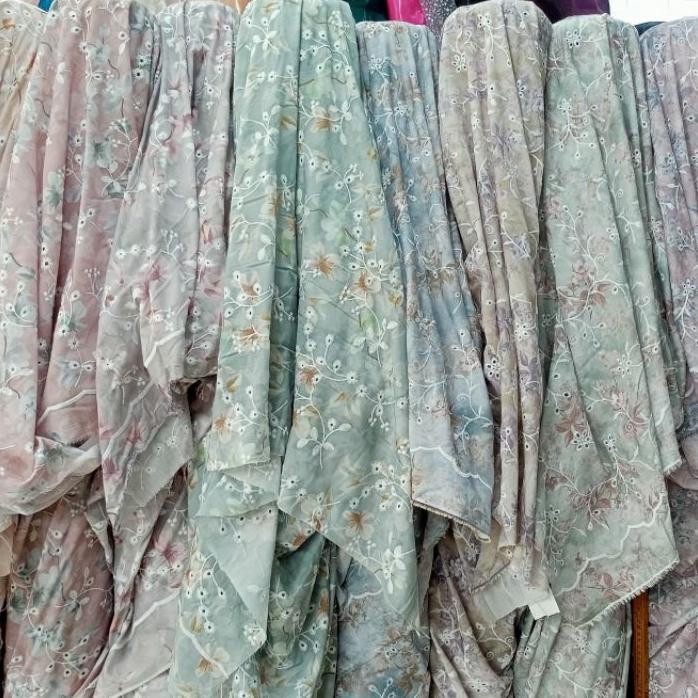 Kain Katun Bordiran Motif Bunga Katun Bordir Meteran Katun Bolong Motif