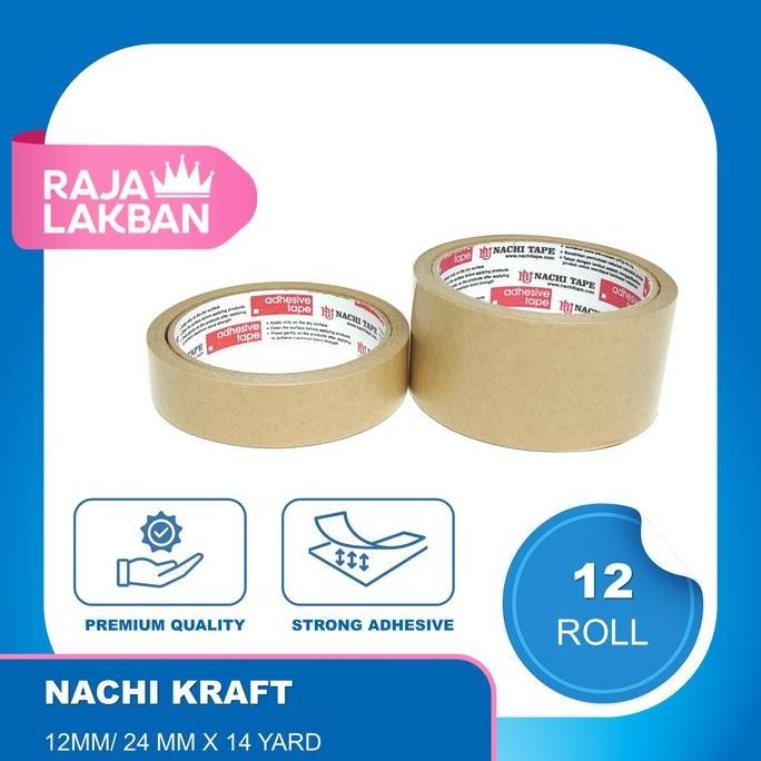 

Lakban Kertas Kraft Tape NACHI 1 inch/ 24mm, 2 Inch/ 48mm, Coklat - LUSIN