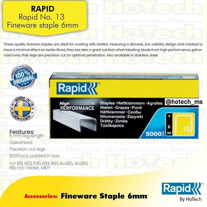 

RAPID | ISI STAPLES 13/6MM GALVANISED, 5000 PCS