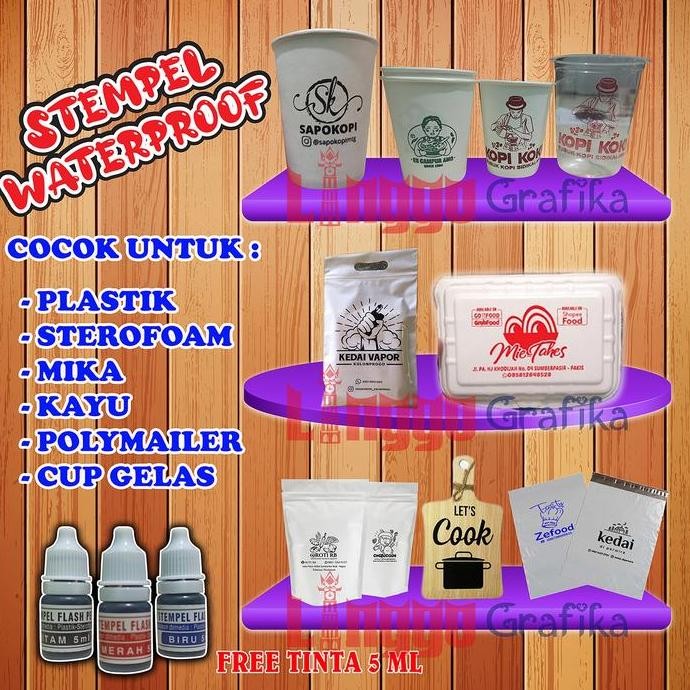 

Stempel Plastik / Cup Tinta Permanen Waterproof