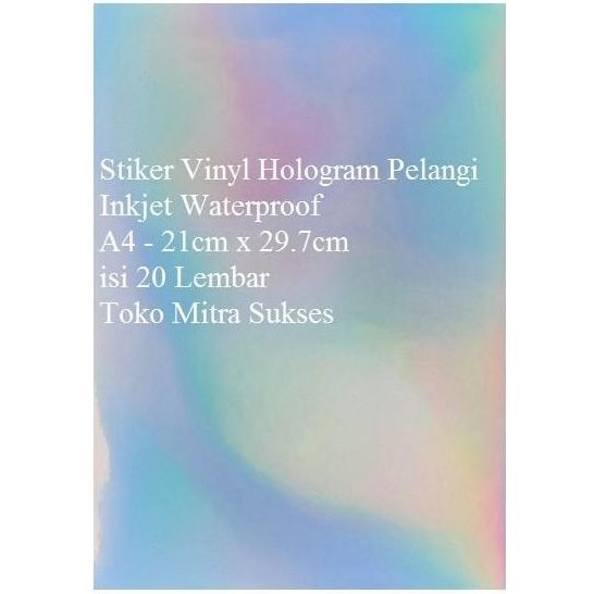 

Stiker Vinyl Hgram Pelangi Inkjet Waterproof A4