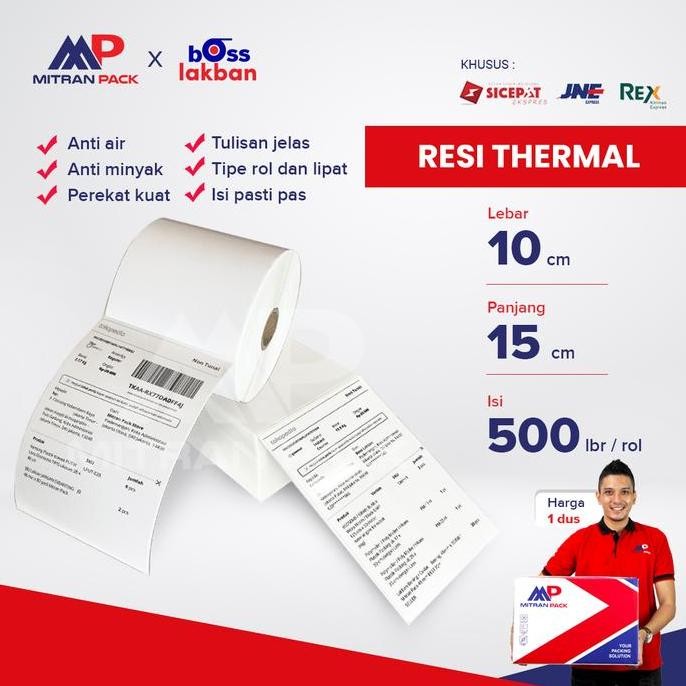 

(Cargo) Resi Thermal / Stiker Thermal Rol Label Kertas Putih Mitran Pack Co