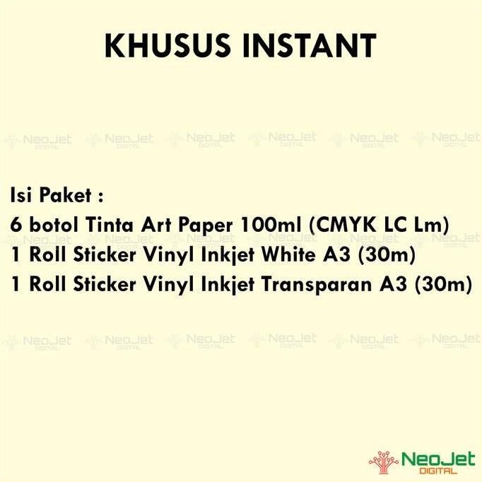 

Paket Sticker Vinyl Inkjet White Transparan Tinta Artpaper Co