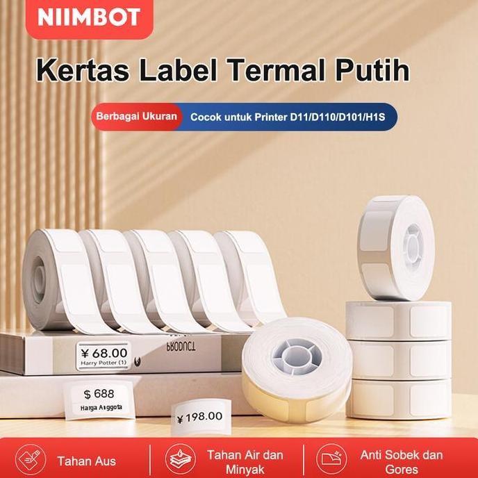 

Niimbot D11/D110/D101/H1S Stiker Kertas Label Termal Tahan Air Tahan Minyak Dan Tahan Air Mata Putih Murni Co
