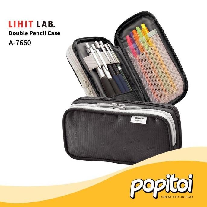 

NEW Lihit Lab A-7660 Double Pencil Case Small Tempat Kotak Pensil Mini