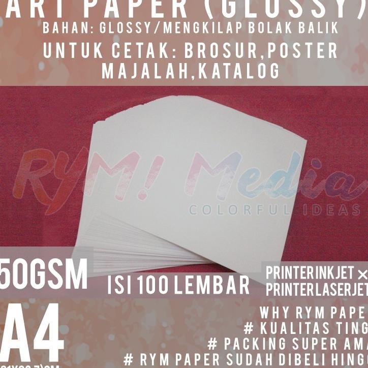 

Art R 150 Gsm A4 Isi 100 Lembar Kertas Bahan Brosur Mengkilap Glossy 150 Gram