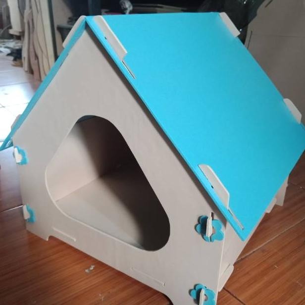 Kandang Rumah Kucing Kayu Unik Bongkar Pasang 3D Puzzle 40 Cm Indoor Outdoor AST