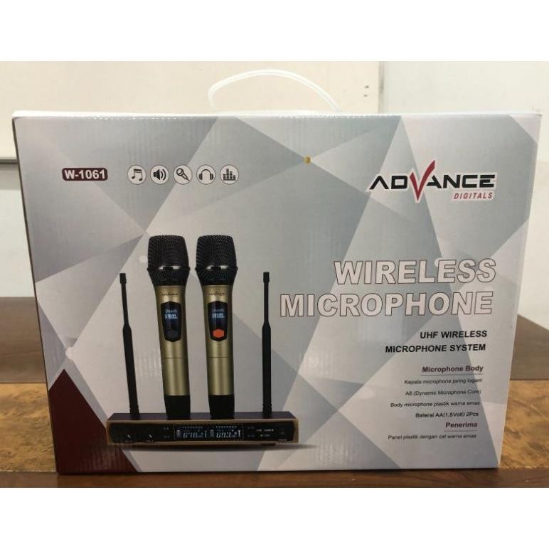 MIC ADVANCE WIRELESS MIC-1061(50Hz-18KHz) ADVANCE DUOBLE MICROPHONE WIRELESS ORIGINAL ZU11