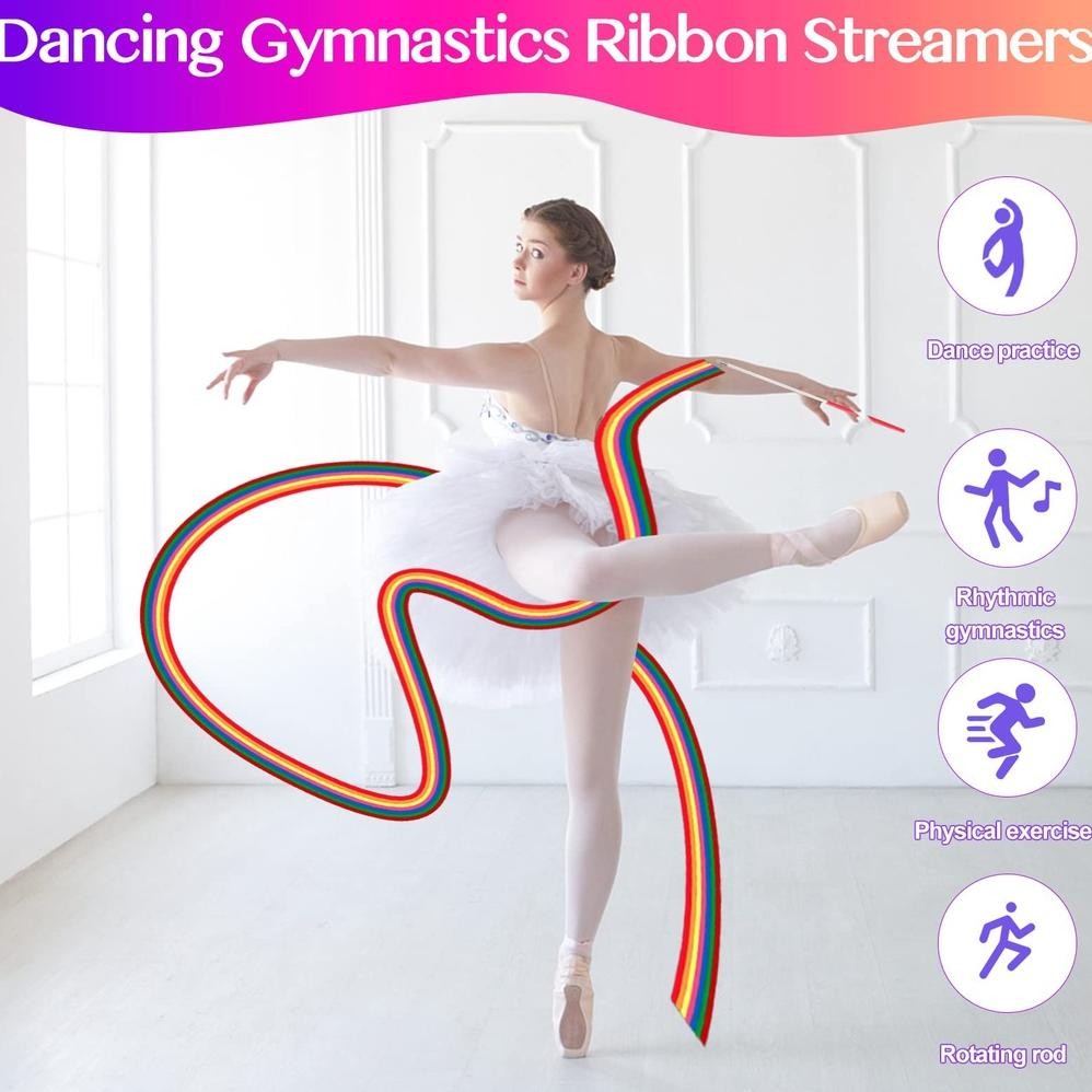 Ty-35 4M Twirling Ribbon Colorful Ballet Ribbon Alat Tari Tamborin Gereja Props Senam Ballet Pita Tw