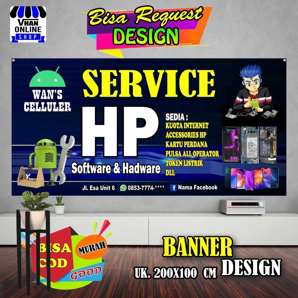 MINDU Spanduk Banner Service Handphone, Service HP, Konter Bagus Keren
