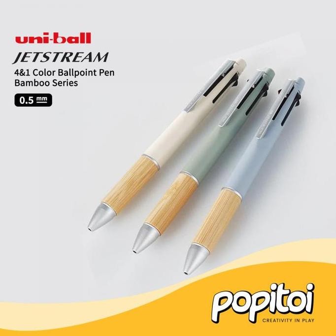 

TERBARU - Uniball Jetstream 4&1 Color Multi Function Ballpoint Pen Bamboo Series 0.5 mm Uni Ball 4S 4+1