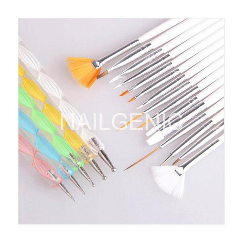 

baru set kuas nail art 20pcs + dotting tools - kuas kuku nailart lengkap