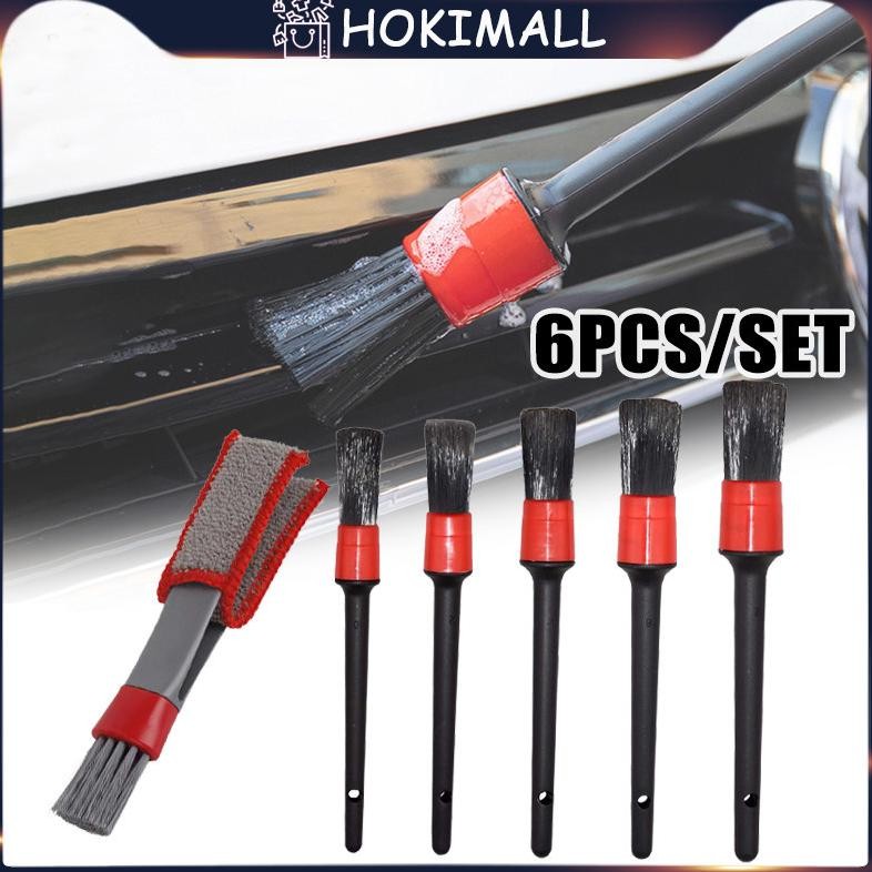 

baru set 6pcs kuas detailing mobil motor - brush pembersih interior eksterior
