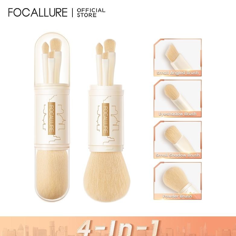 

baru focallure 4-in-1 makeup brush set - kuas makeup telescopic travel size praktis