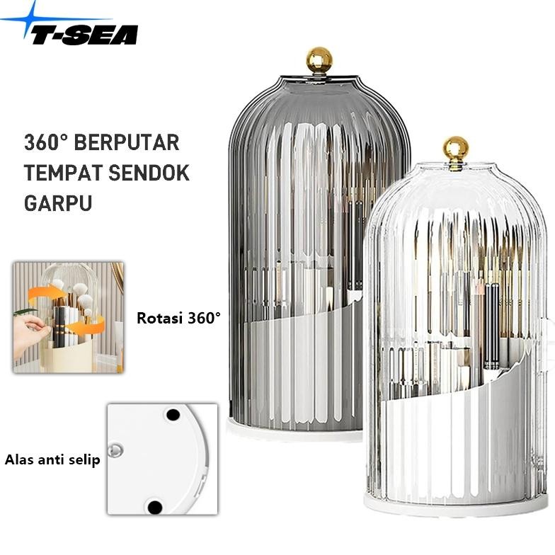 

baru tempat kuas makeup estetik 360 putar + tutup - organizer brush kosmetik mewah