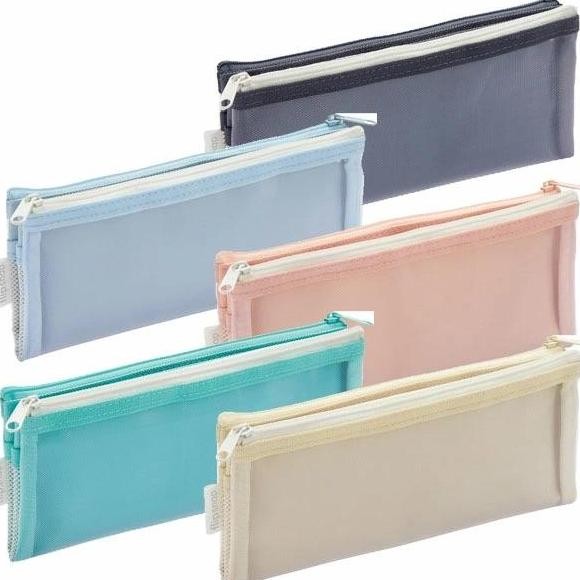 

TERLARIS - Raymay Flip Snap Mesh Pencil Case Kotak Pensil Slim Pen Case Storage Pouch FY1236