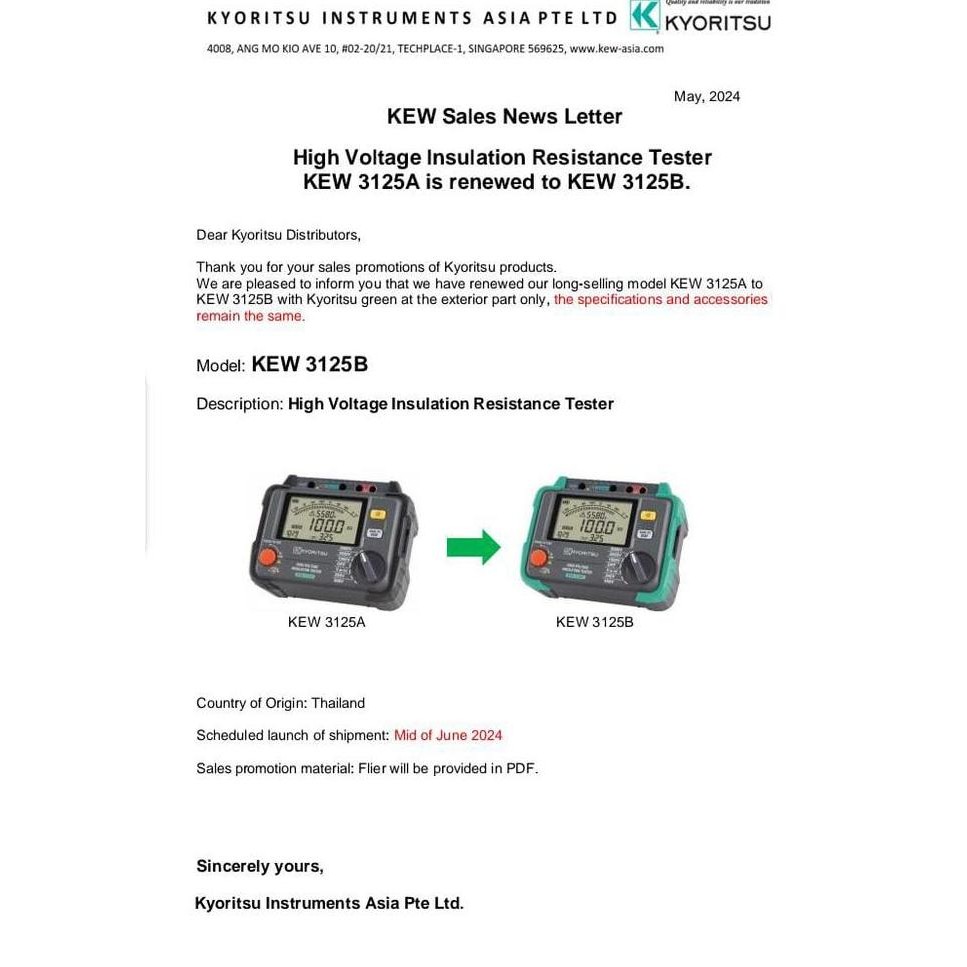 baru KYORITSU 3125B 3125 B HIGH VOLTAGE INSULATION TESTER