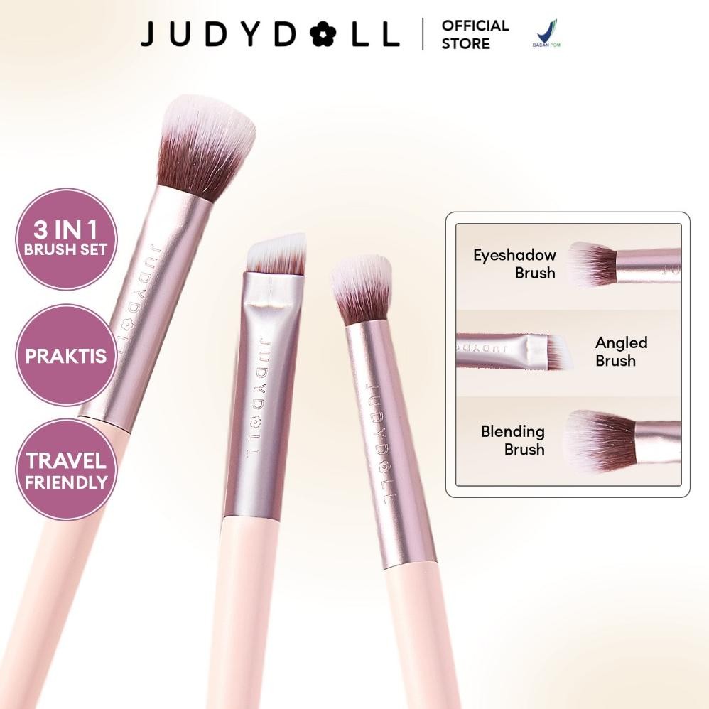 

baru judydoll 3in1 eye brush set kuas eyeshadow, blending & angled lengkap