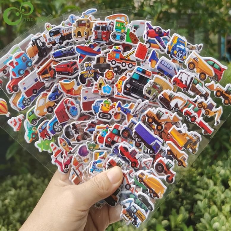 

10 Sheets 3D Puffy Stickers for Kids Engineering Vehicle Excavator Stickers Cartoon Cars Stickers Toys for Children Gift for Boy