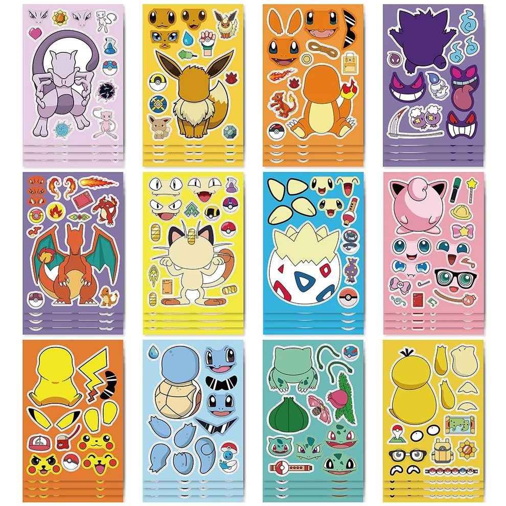 

Pocket Monsters Puzzle Stickers DIY Kawaii Pikachu Cartoon Anime Luggage Notebook Skateboard Decals Decoration Kids Toys Gifts