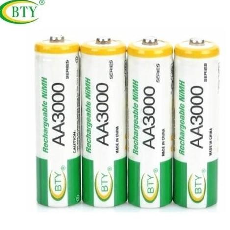 baru PAKET BATERAI BTY AA 3000 Mah RECHARGEABLE 1,2V + FAST CHARGER LCD