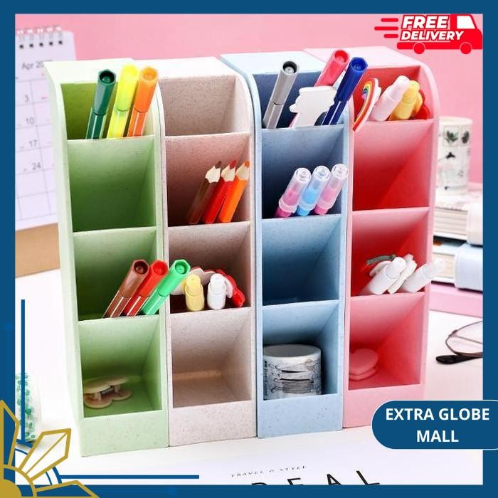 

RAK MINI 4 SEKAT TEMPAT KOTAK ALAT TULIS PULPEN STATIONERY STAND MEJA HIGHT QUALITY !!