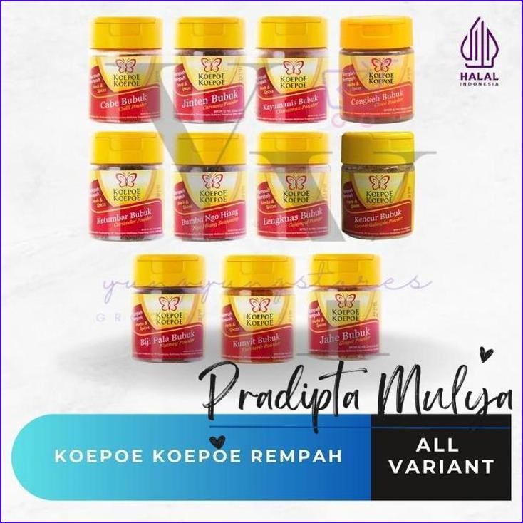 

New..!! Koepoe Koepoe Rempah Jahe / Cengkeh / Cabe / Jinten / Lengkuas / Kunyit / Ketumbar / Kencur / Ngo Hiang / Kayumanis / Biji Pala Bubuk