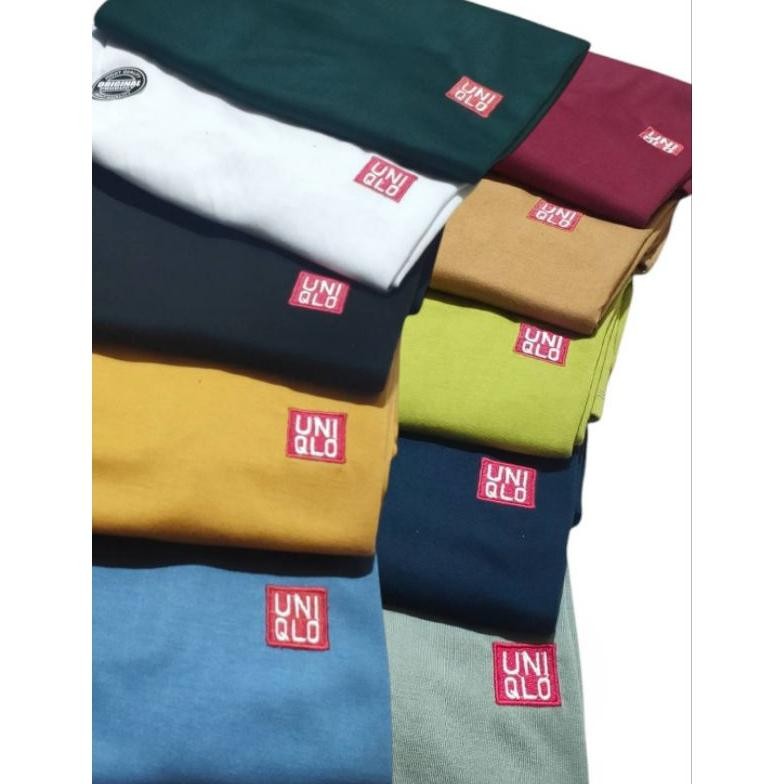 Baju Kaos Pria UNIQLO Polos Logo Bordir Simple JunDW