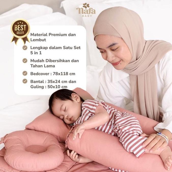 Lalamei Bedcover Bayi Set Bantal Guling Motif Polos