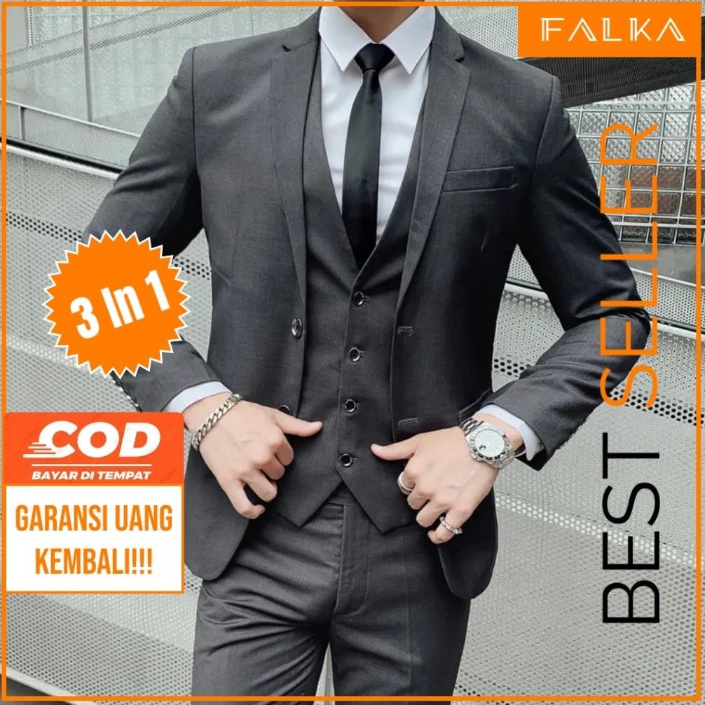 Setelan Jas Pria Tuxedo 3 IN 1 Pria Setelan Jas Pria Formal JunDW
