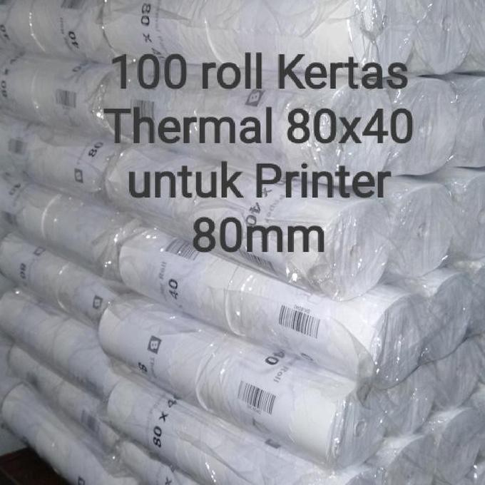 

BEBAS ONGKIR - Kertas thermal 100 roll 80x40 struk kasir coreless printer 80mm