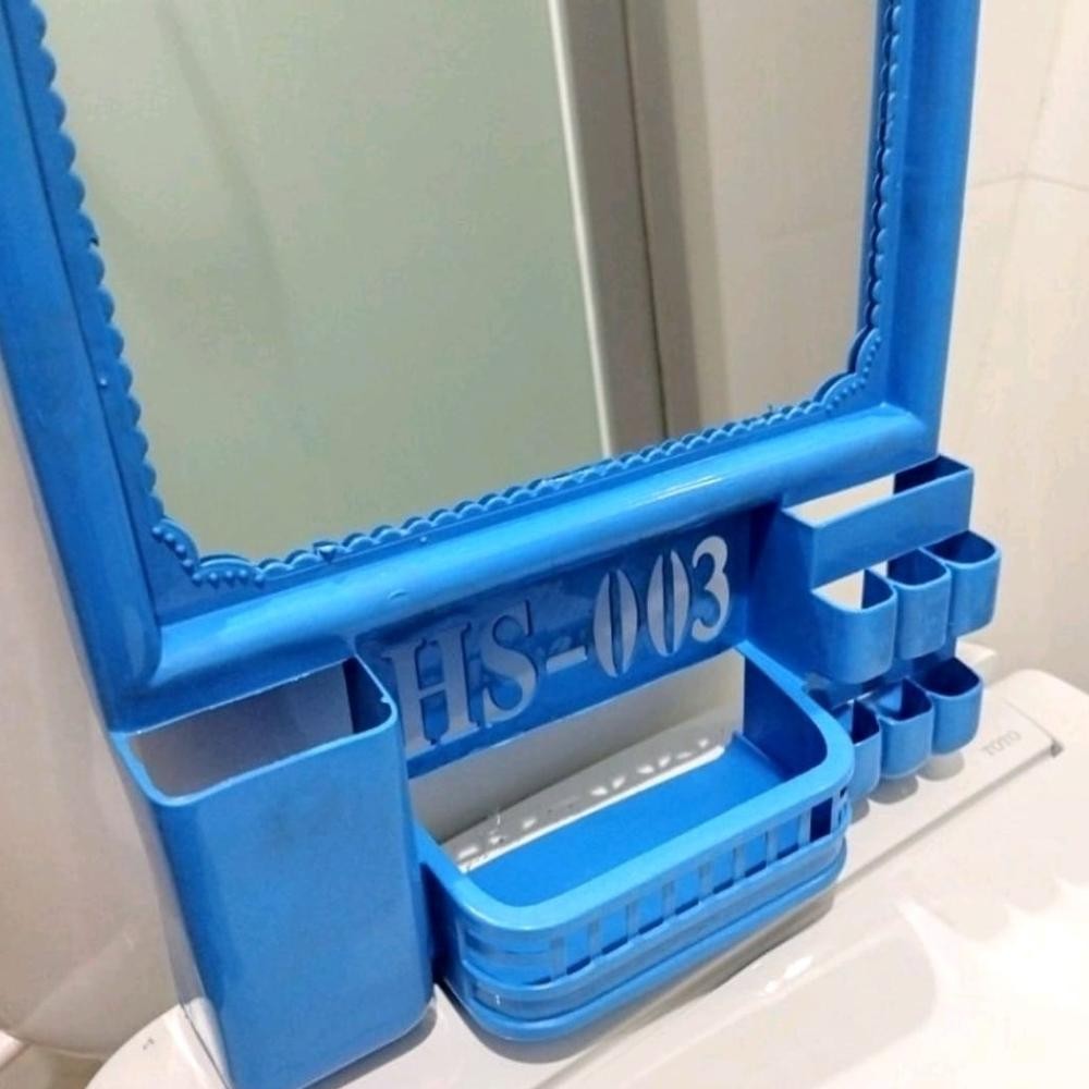 Kaca Rias - Cermin Gantung Tembok Dan Rak Plastik Dinding Makeup Kamar Mandi Kosmetik Mirror Baru