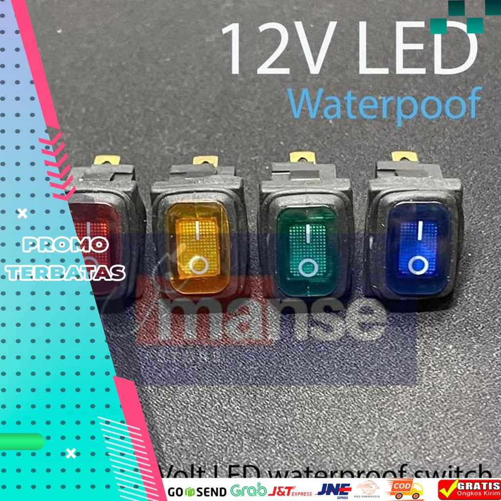 SAKLAR WATERPROOF KECIL LAMPU DC 12V 3 PIN ON OFF / ROCKER SWITCH ANTI AIR 3 KAKI DC 12 VOLT