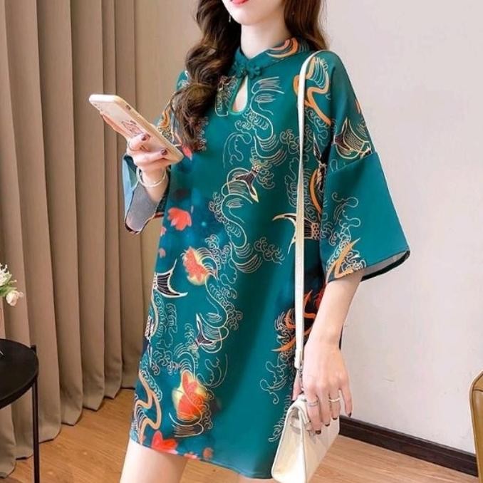 OVERSIZE CHEONGSAM // BIGSIZE CHONGSAM LOOSE DRESS IMPORT