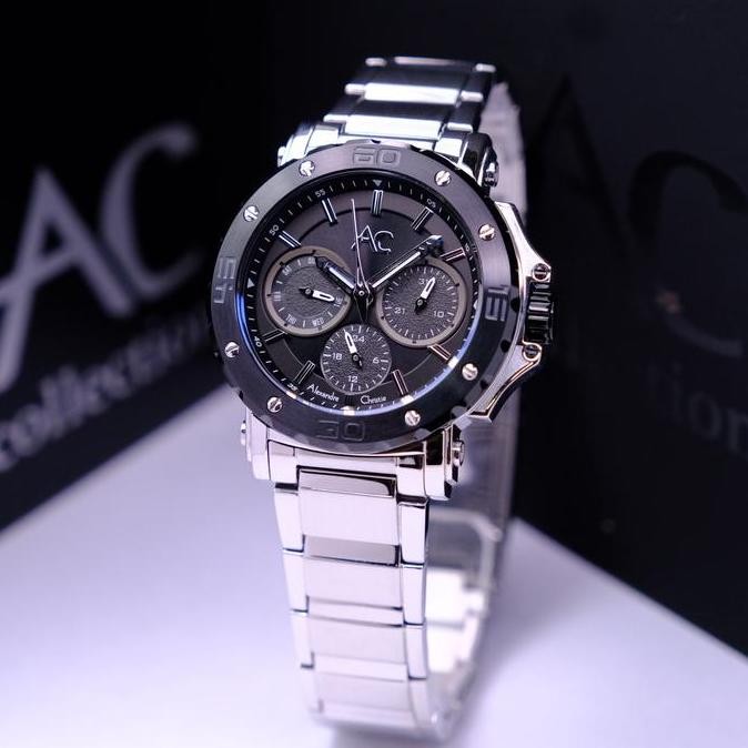 JAM TANGAN WANITA ALEXANDRE CHRISTIE AC9205 / AC 9205 SILVER BLACK ORIGINAL Sale