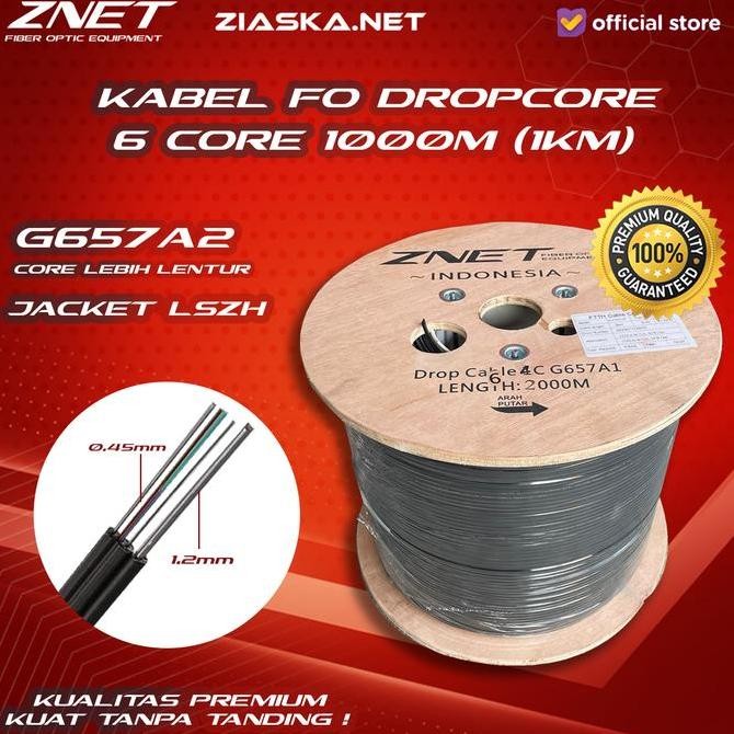 Kabel Fiber Optic 6 Core 3 Seling Kawat 1000 Meter Dropcore Dc 6 Core New Stok