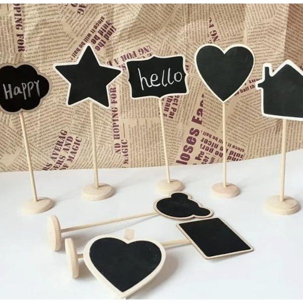 

10 Pc Mini Chalkboard Papan Tulis For Party Buffet Labels With Stand