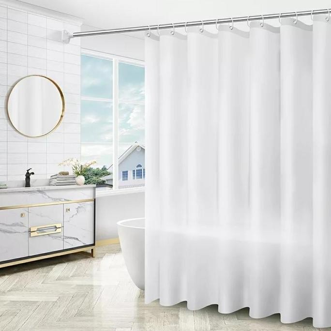 Shower Curtain 180x180 textile/Shower Curtain kain 180cm/ Korden putih