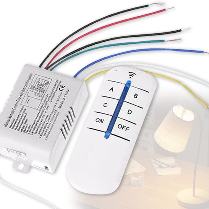Saklar Lampu Wireless Control 220V 4 Way Remot Kontrol Lampu Rumah