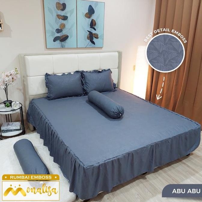 Monalisa Emboss Sprei Rumbai Uk 180 x 200 Tinggi Rumbai 40cm